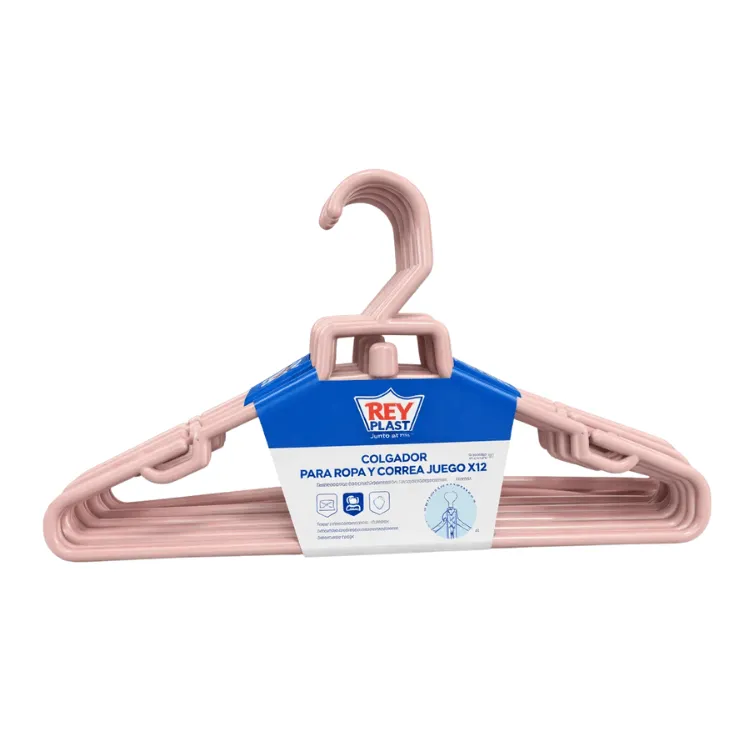 Colgador Para Ropa Y Correa Juego x12 Reyplast