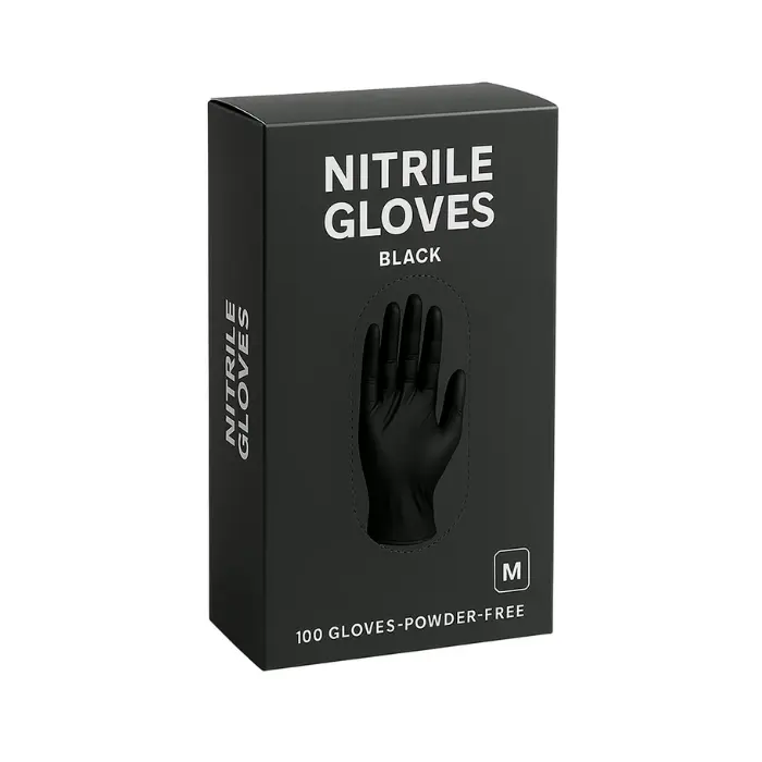 Guante de Nitrilo Negro Mediano x100 Unidades