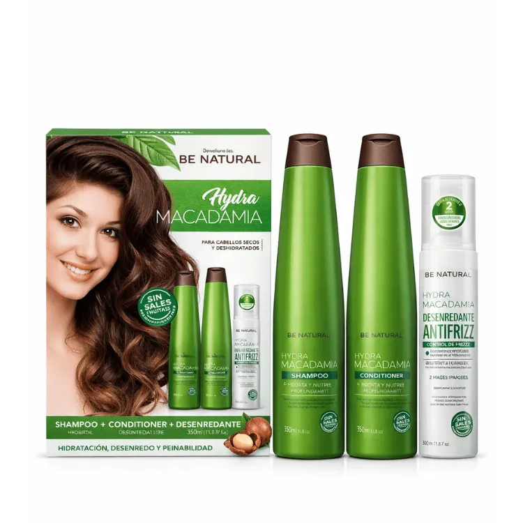 [7756719023962] Be Natural Hydra Macadamia Tripack Shampoo 350ml + Acondicionador 350ml + Tratamiento 200ml