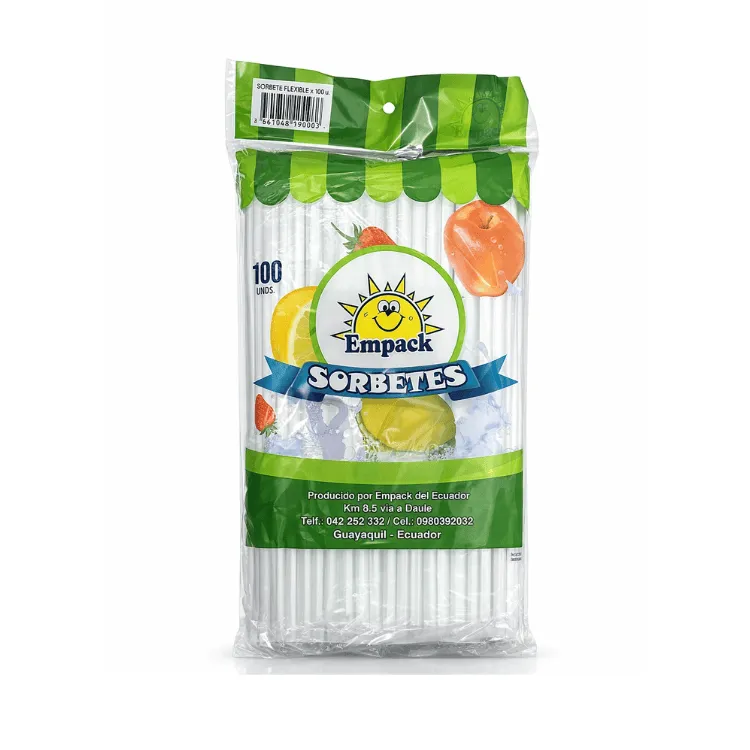 Sorbete Flexible Empacado Biodegradable x100 Unidades