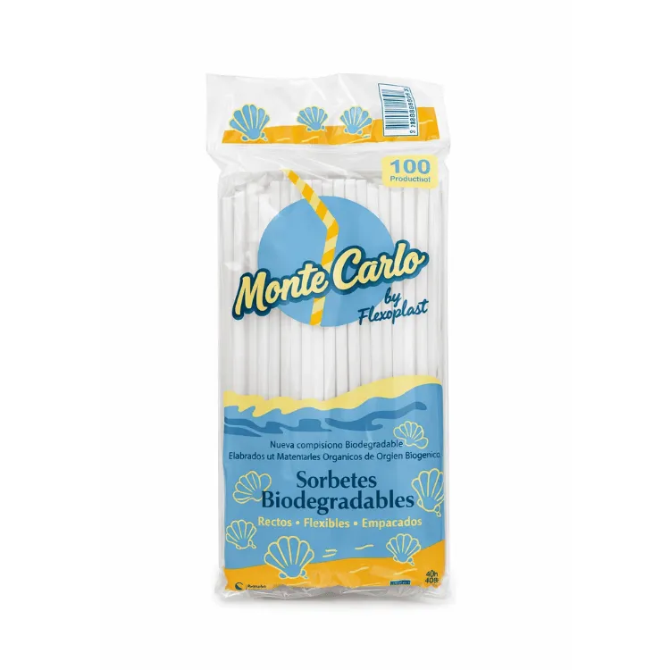 Sorbete Largo Biodegradables Montecarlo x100 Unidades