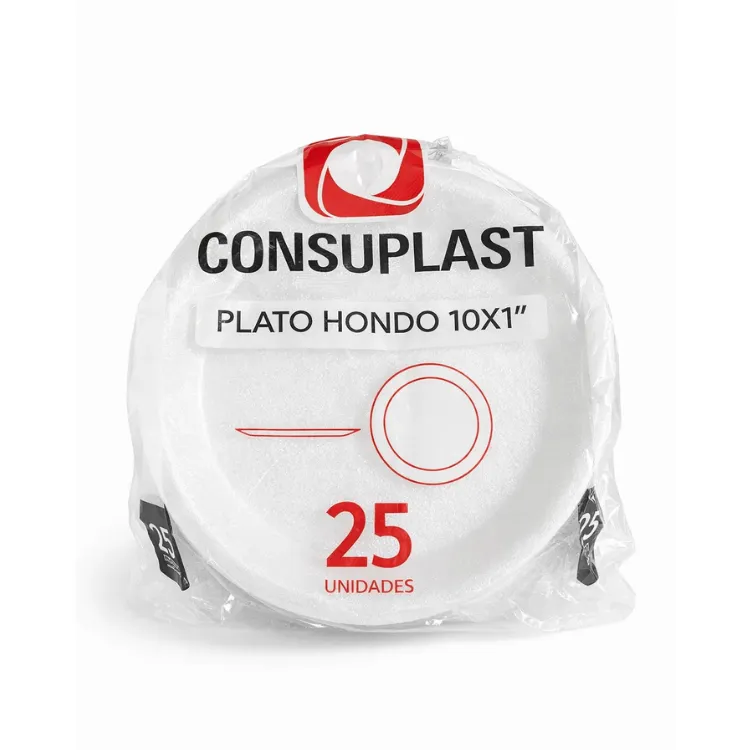 [2P17612] Consuplast Plato Hondo 10x1" x25 Unidades