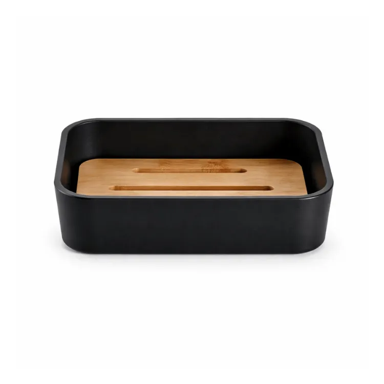Recipiente De Jabón Negro y Bamboo