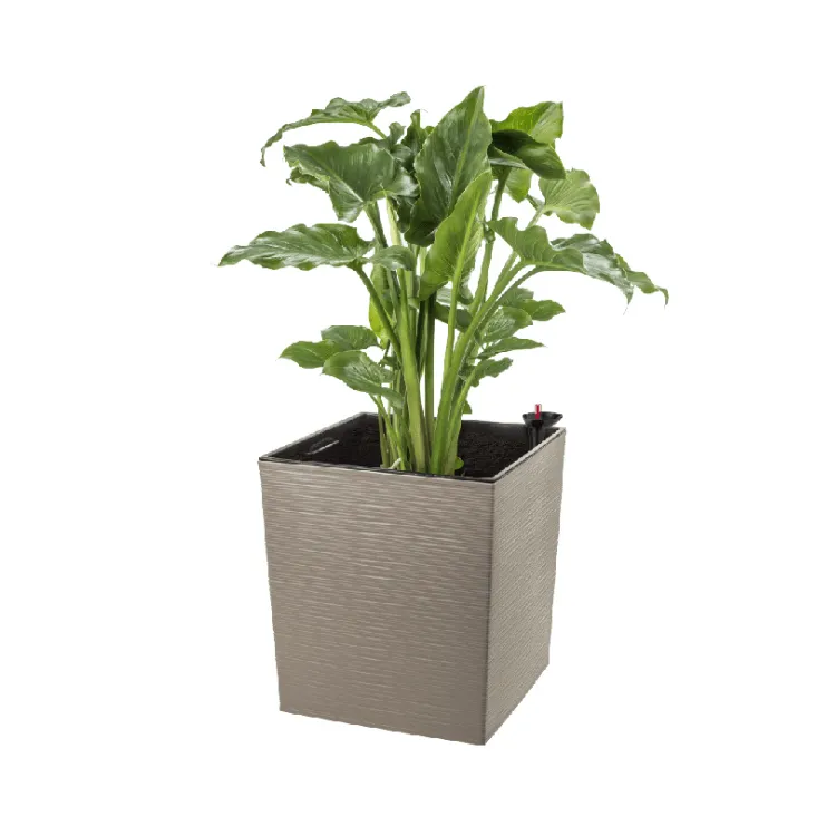 Maceta Cuadrada Estilo Piedra 40x40x40 con Plato Reyplast