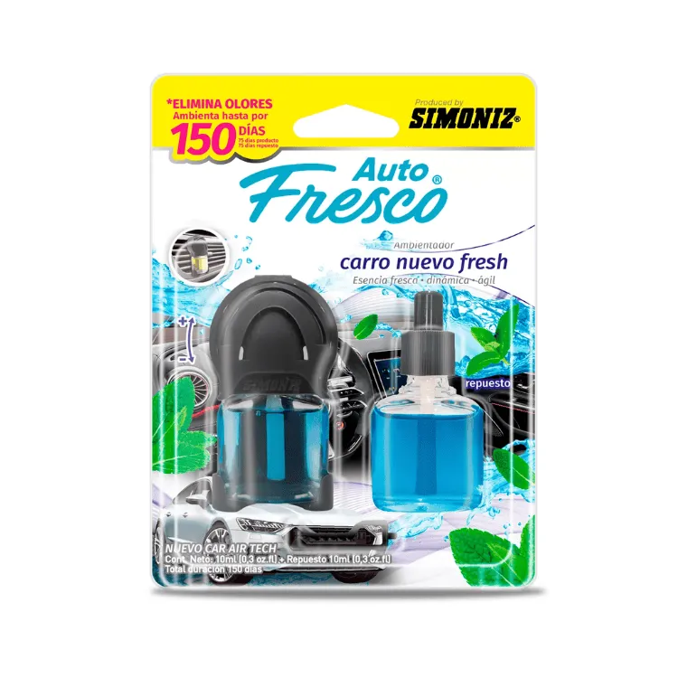 Kit Ambientador Simoniz Auto Fresco Carro Nuevo + Repuesto 10 ml