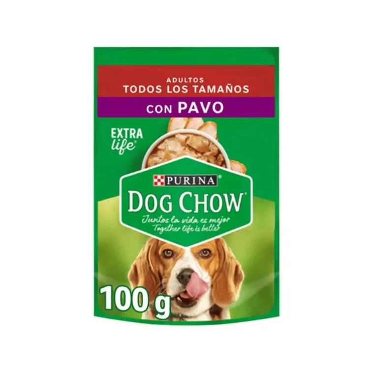 Dog Chow Trozos Jugosos Cena De Pavo Adultos Todo-Tamaño 100g