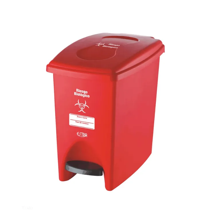 Estra Papelera Pedal 10L Rojo Riesgo Biologico (4-1033374)
