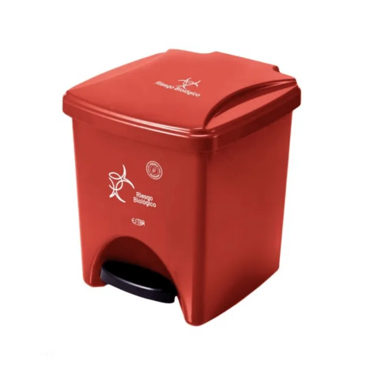 Estra Papelera Pedal 20L Rojo Riesgo Biologico (4-1054343)