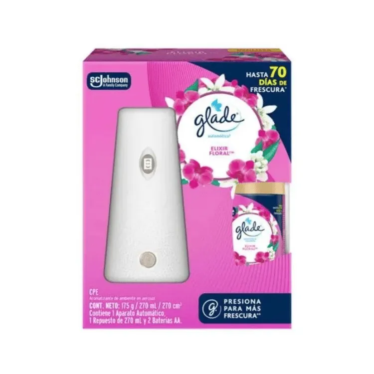 Glade Automatico Maquina + Repuesto Elixir Floral